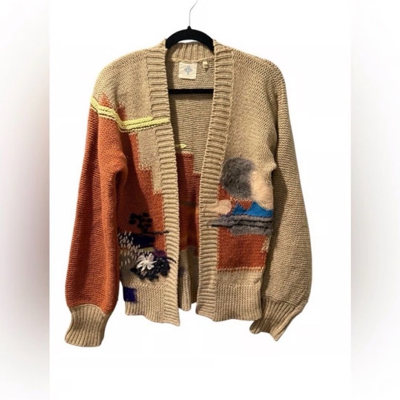 Anthropologie HWR Embellished Wool Cardigan Petunia Sweater - Picture 3 of 8